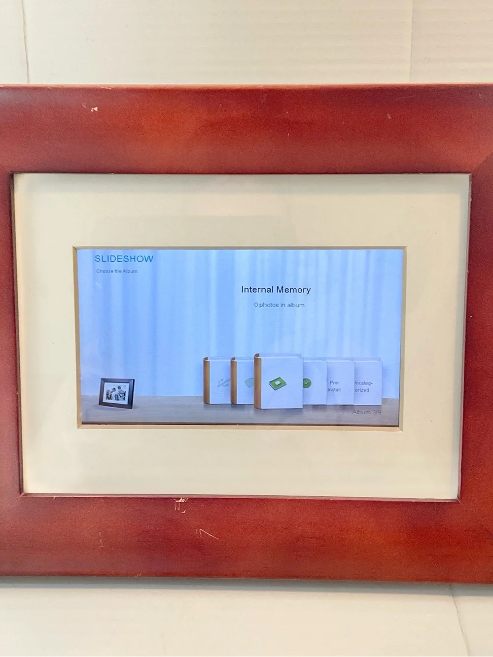 Philips Home Essentials Digital LCD Photo Frame 9” Mahogany Works perfectly